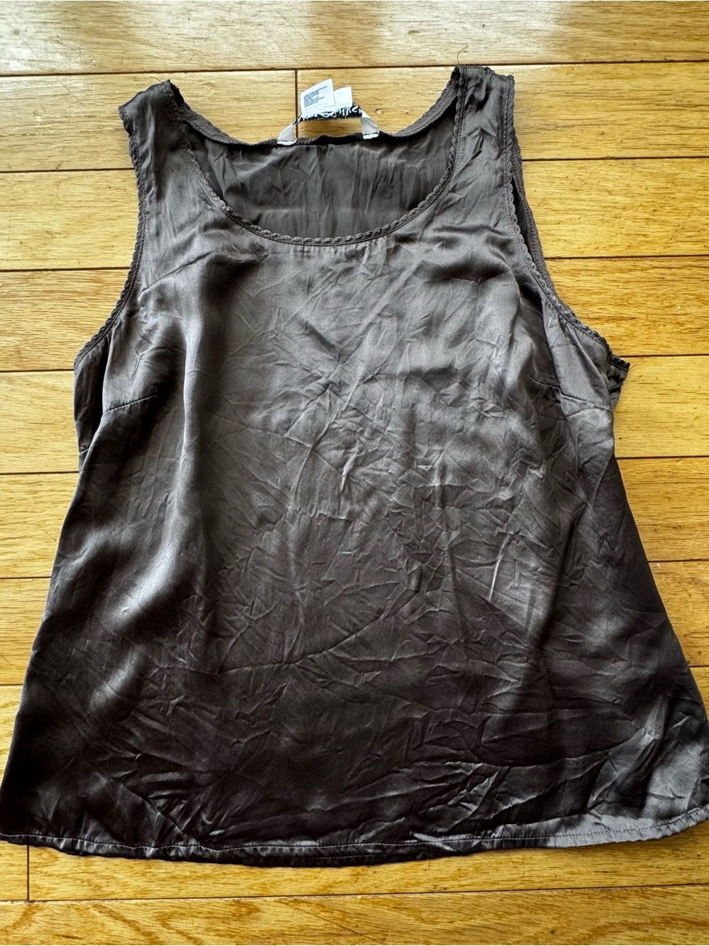 Vintage 100% Silk Mauve Satin Tank Top Minimalist Shell - Picture 1 of 5